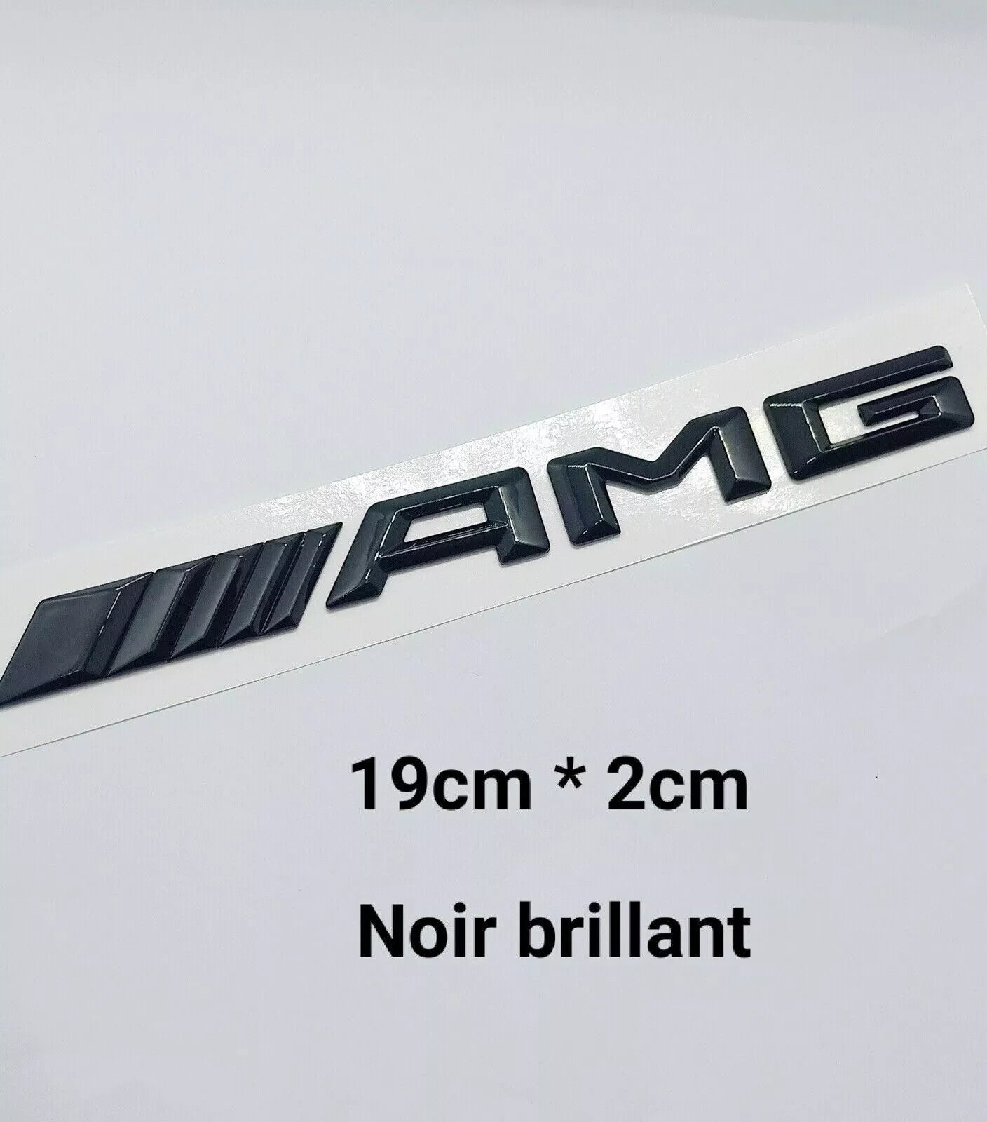 Logo AMG Mercedes Noir Brillant 3D en ABS Autocollant Emblème Coffre Arrière