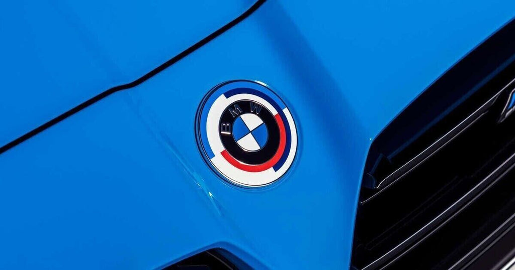 2x BMW Insigne logo Capot 82mm + Coffre 82mm emblème BMW 50E anniversaire - rst-parts