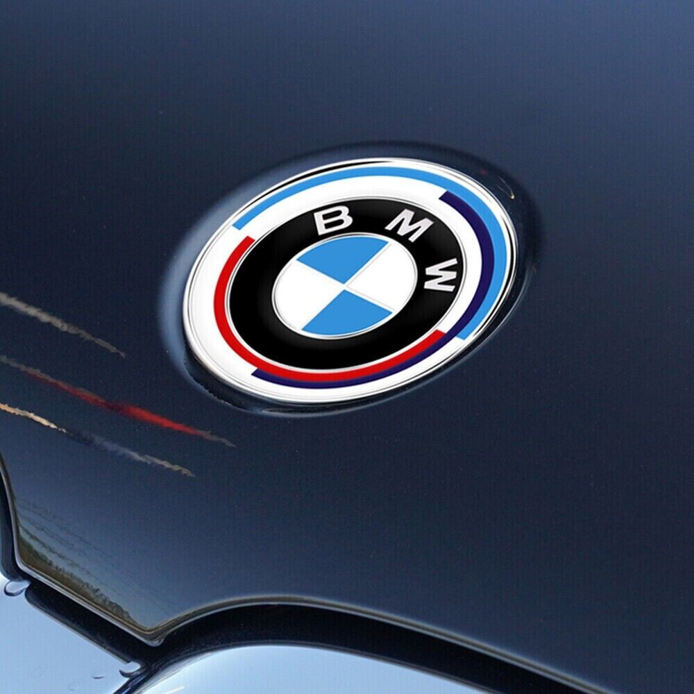 2x BMW Insigne logo Capot 82mm + Coffre 82mm emblème BMW 50E anniversaire - rst-parts