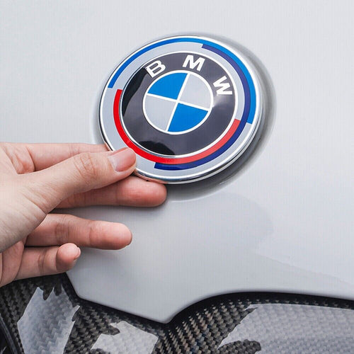 2x BMW Insigne logo Capot 82mm + Coffre 82mm emblème BMW 50E anniversaire - rst-parts