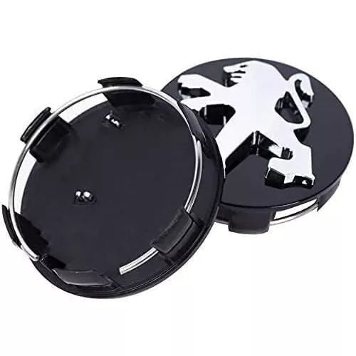 4 X LOGO EMBLÈME Insigne PEUGEOT 60 mm NOIR Cache moyeu jante Centre de roue - rst-parts