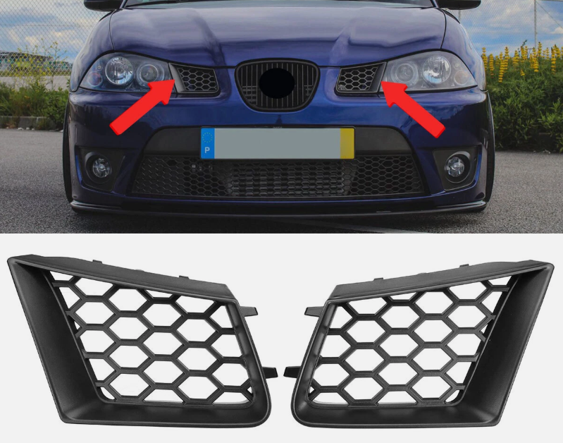 Paire de grille aération admission -  Nid d'abeille - SEAT IBIZA CUPRA 6L - ABS