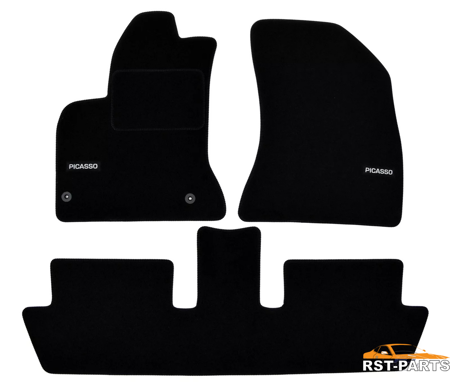 TAPIS DE SOL NOIR VELOURS SUR MESURE pour C4 PICASSO 2006-2013 3pcs