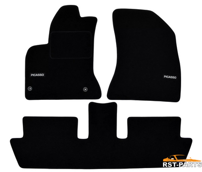 TAPIS DE SOL NOIR VELOURS SUR MESURE pour C4 PICASSO 2006-2013 3pcs