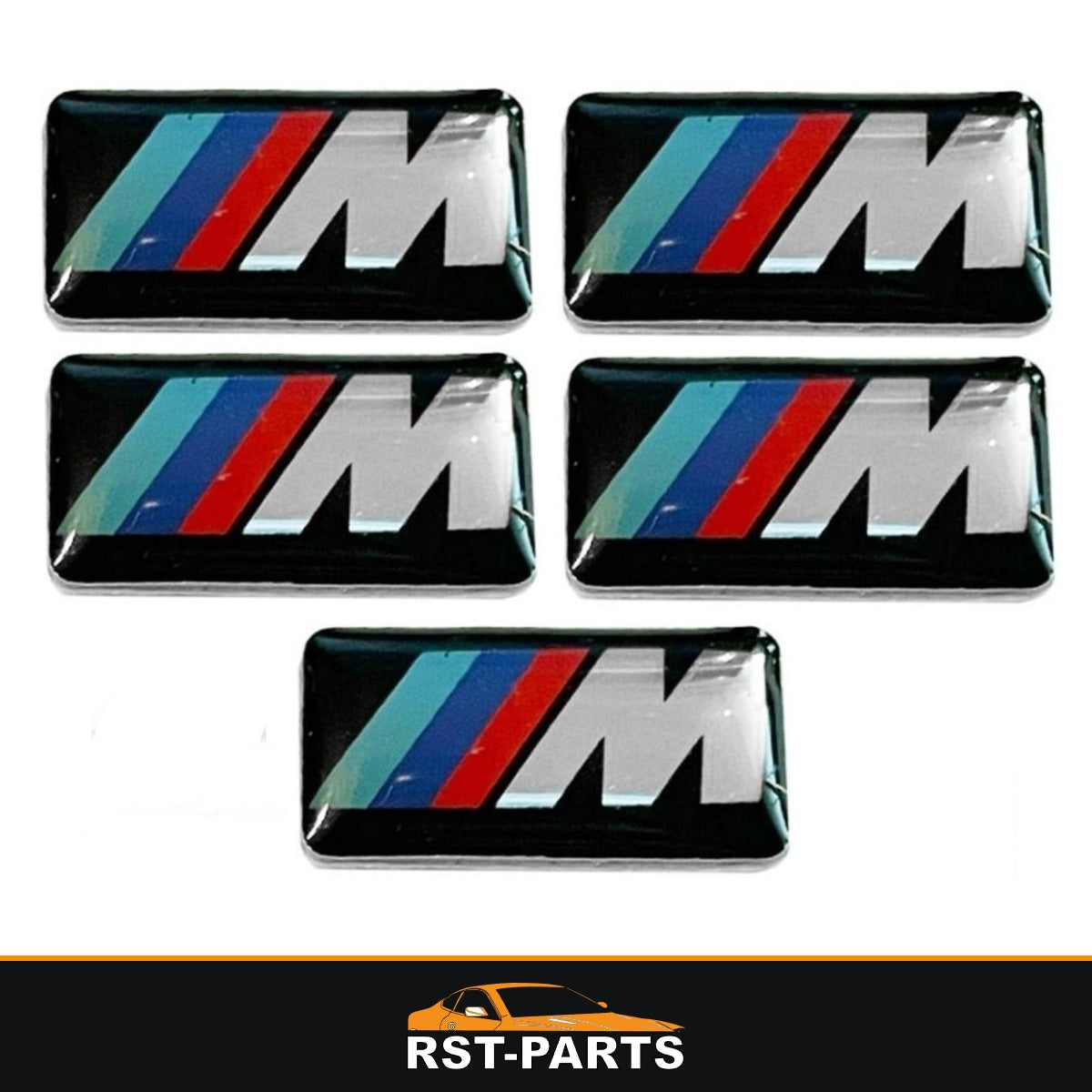 Lot de 5 stickers 3D BMW M 17 x 9 mm pour jantes et volant