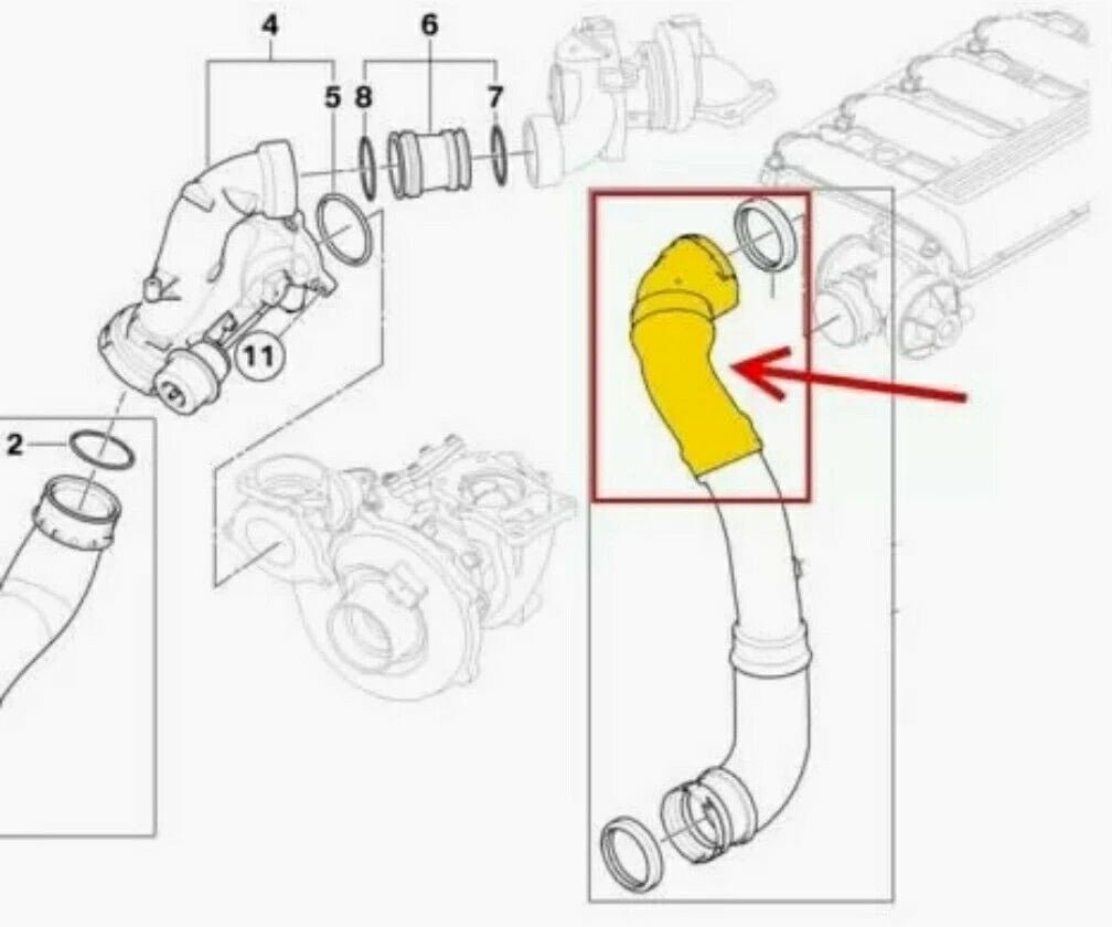 Durite Turbo Supérieure pour BMW Série 5, 6 E60 E61 E63 E64 – Réf. OEM 11617799401 - rst-parts