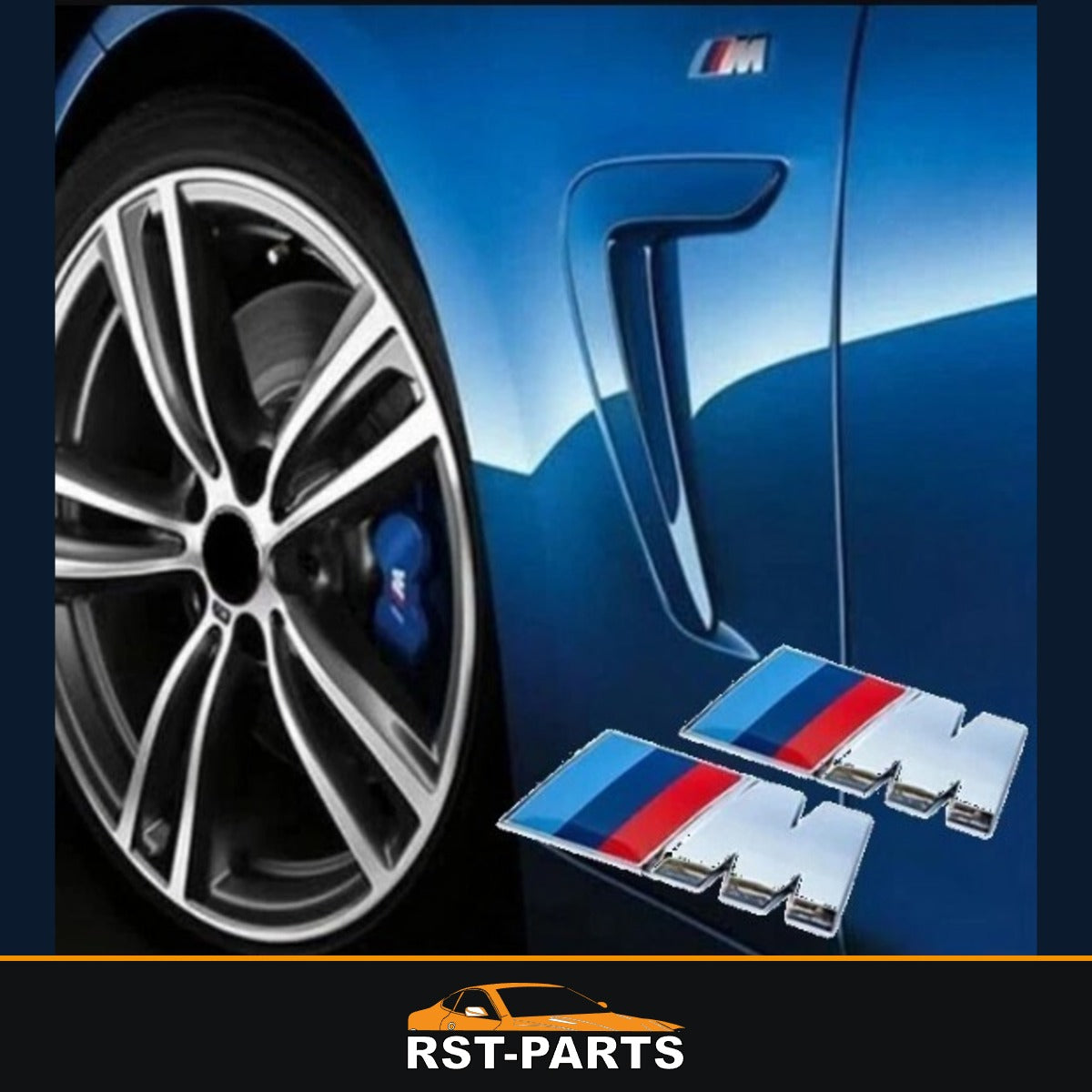 Lot de 2 logos d'ailes BMW M Performance chromés 45 mm