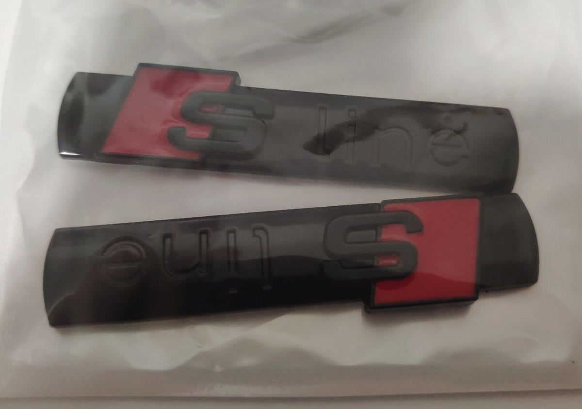 Lot de 2 Logo Emblème Badge Sline S Line Audi Noir Brillant Neuf - rst-parts