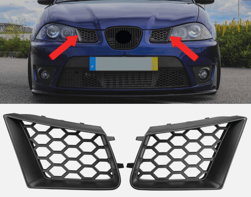Paire de grille aération admission - Nid d'abeille - SEAT IBIZA CUPRA 6L - ABS - rst-parts