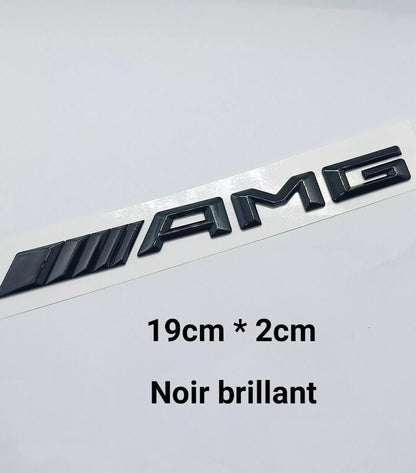 Logo AMG Mercedes Noir Brillant 3D en ABS Autocollant Emblème Coffre Arrière
