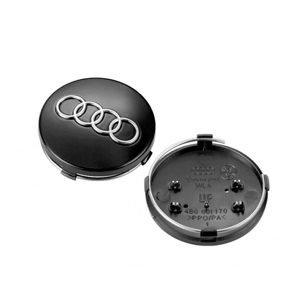 4x 60mm Noir Logo EMBLÈME Cache moyeu jante Centre de roue pour Audi 4B0601170