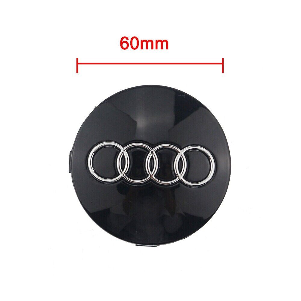 4x 60mm Noir Logo EMBLÈME Cache moyeu jante Centre de roue pour Audi 4B0601170