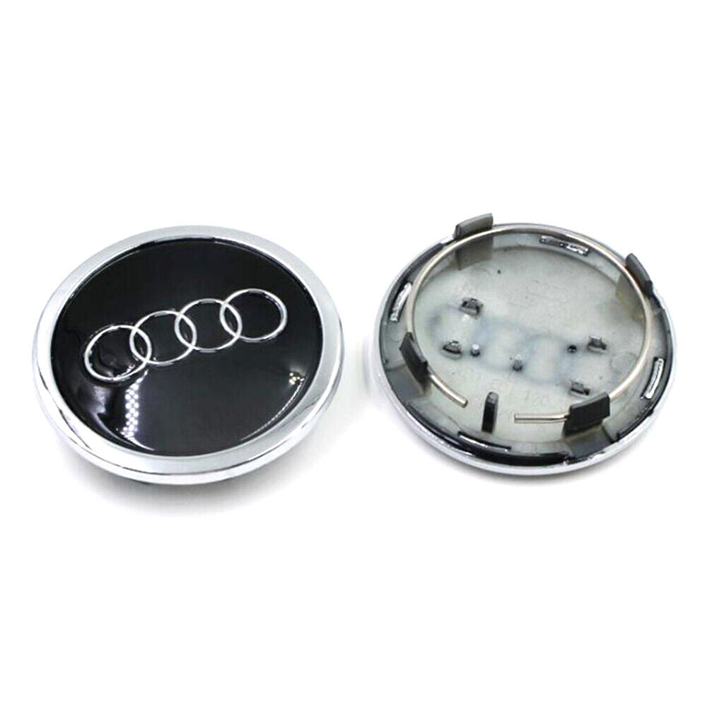 4x 69mm Noir Logo EMBLÈME Cache moyeu jante Centre de roue pour Audi 4B0601170A