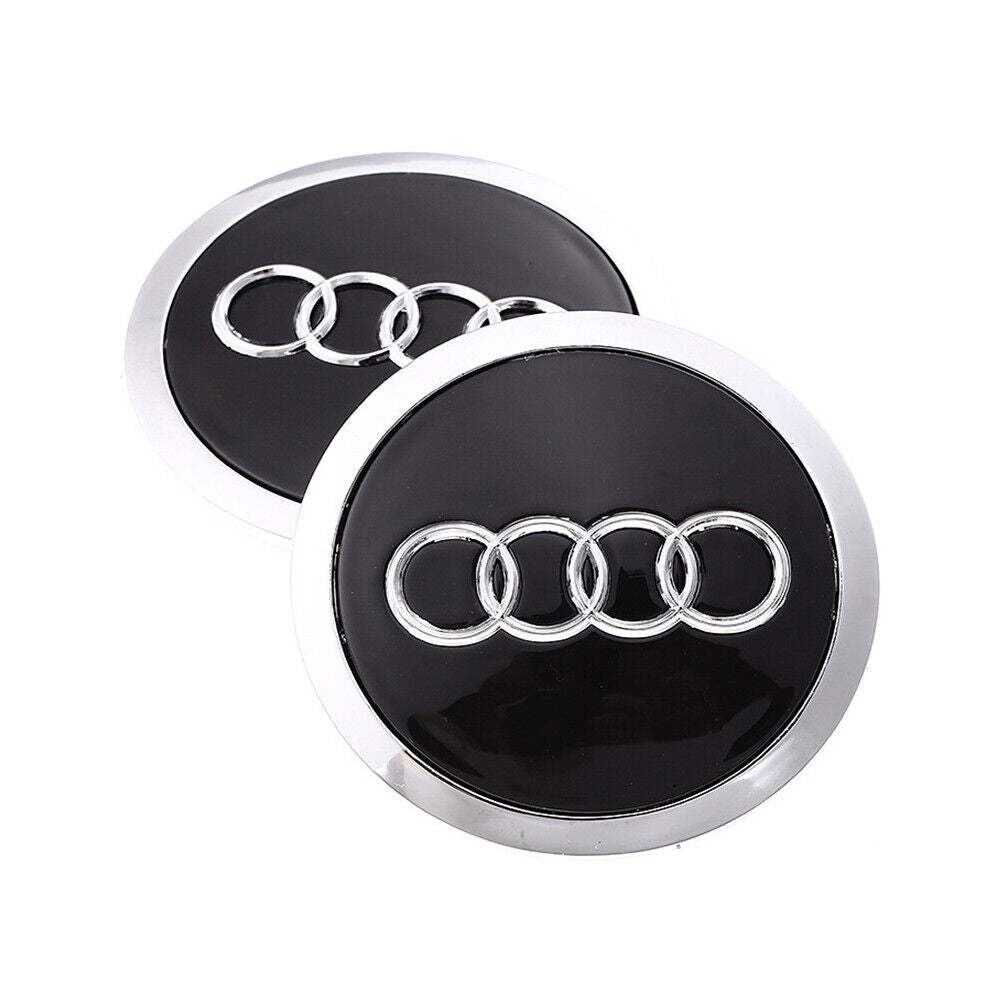 4x 69mm Noir Logo EMBLÈME Cache moyeu jante Centre de roue pour Audi 4B0601170A