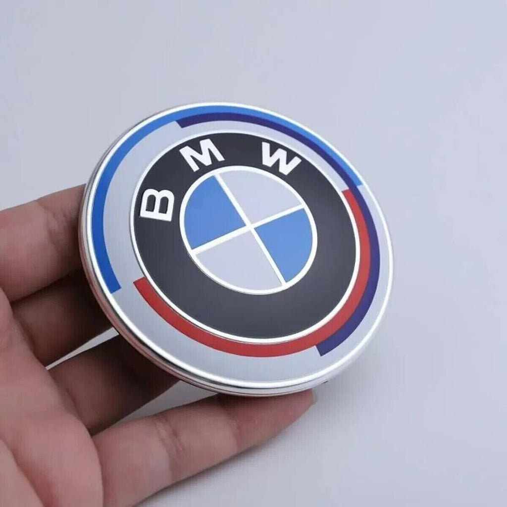 2x BMW Insigne logo Capot 82mm + Coffre 82mm emblème BMW 50E anniversaire