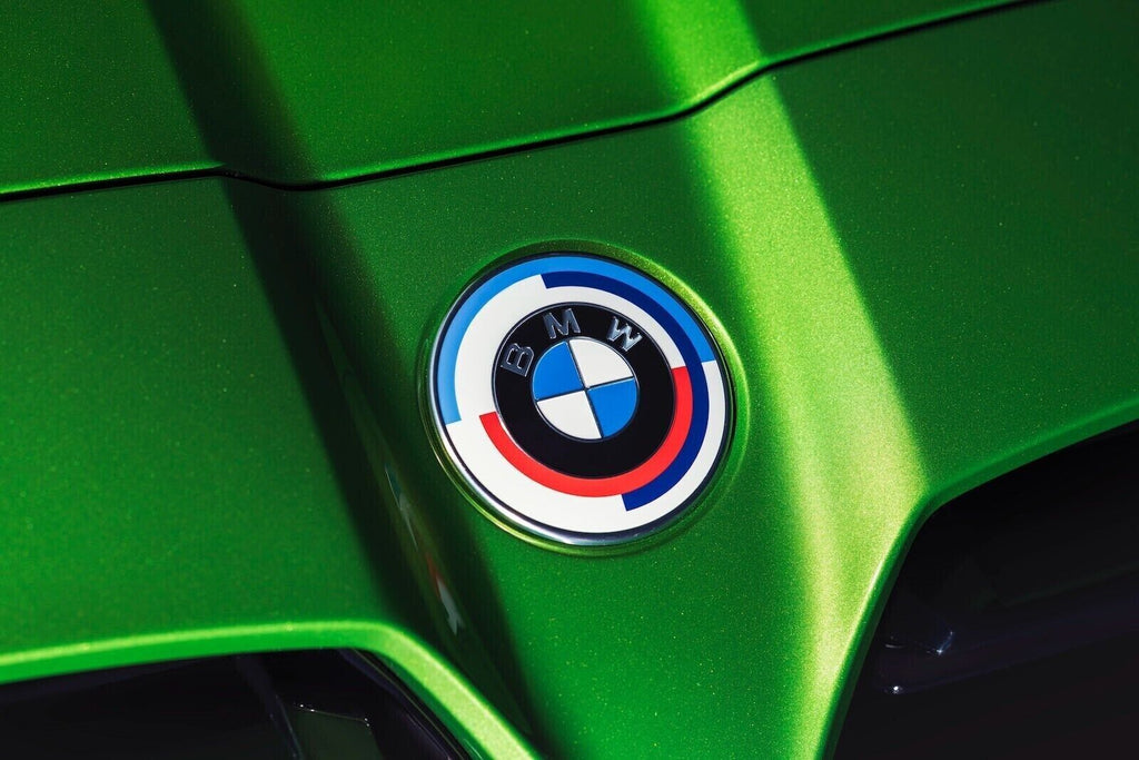 2x BMW Insigne logo Capot 82mm + Coffre 82mm emblème BMW 50E anniversaire