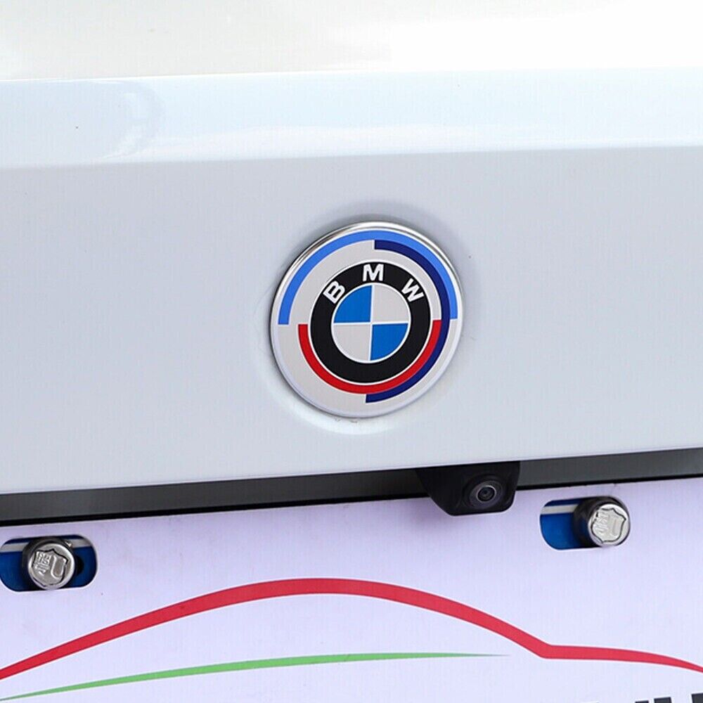 2x BMW Insigne logo Capot 82mm + Coffre 82mm emblème BMW 50E anniversaire