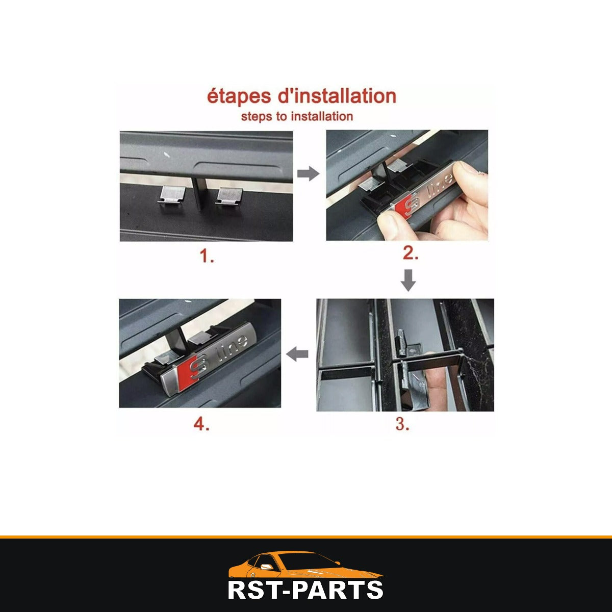 Étapes d'installation du logo S Line de calandre – RST-PARTS