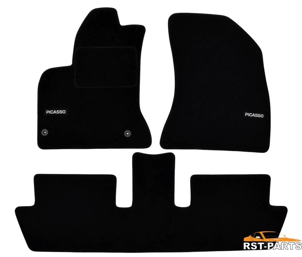 TAPIS DE SOL NOIR VELOURS SUR MESURE pour C4 PICASSO 2006-2013 3pcs - rst-parts